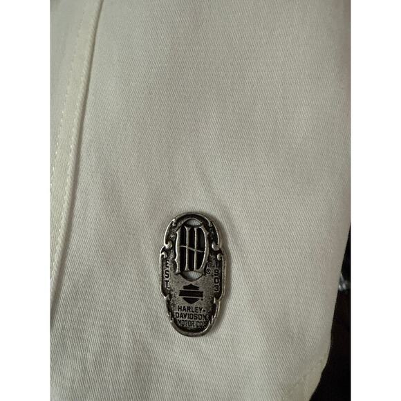 Women’s Harley Davidson White Zip up Vest w/Bedazzled Logo Sz XL - Picture 2 of 3